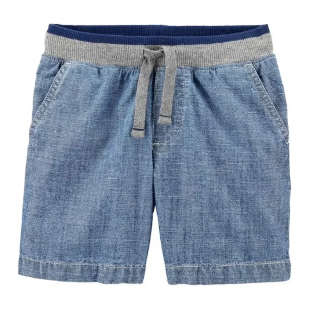 Boys Size 6 Carter's Easy Pull-On Chambray Dock Shorts, Denim, Like New